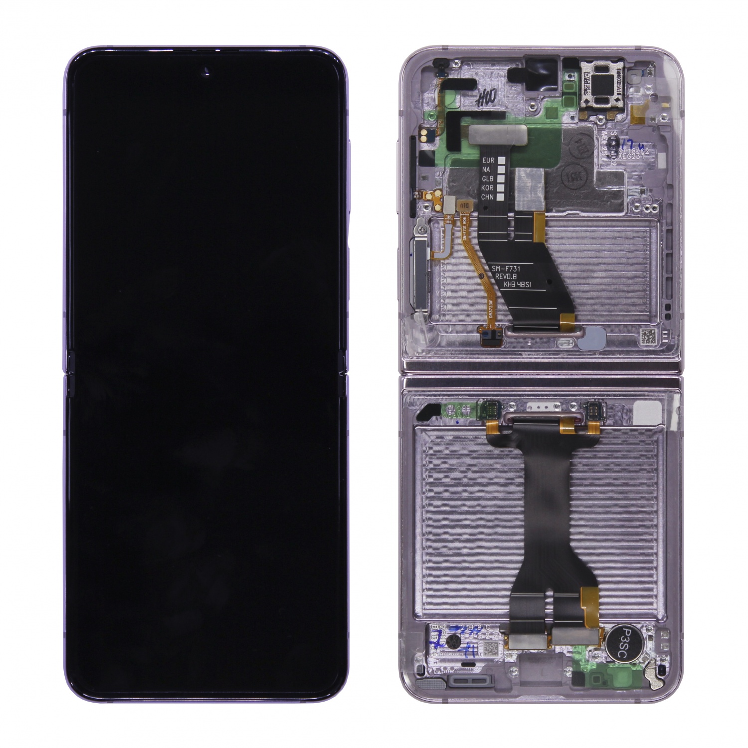 Дисплей в сборе с тачскрином для Samsung Z Flip 5 (Фиолетовый) - в рамке OR100% (SP)