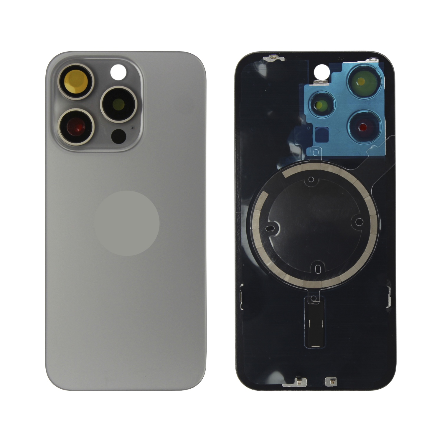 Задняя крышка для iPhone 15 Pro (Натуральный титановый) - Премиум в сборе