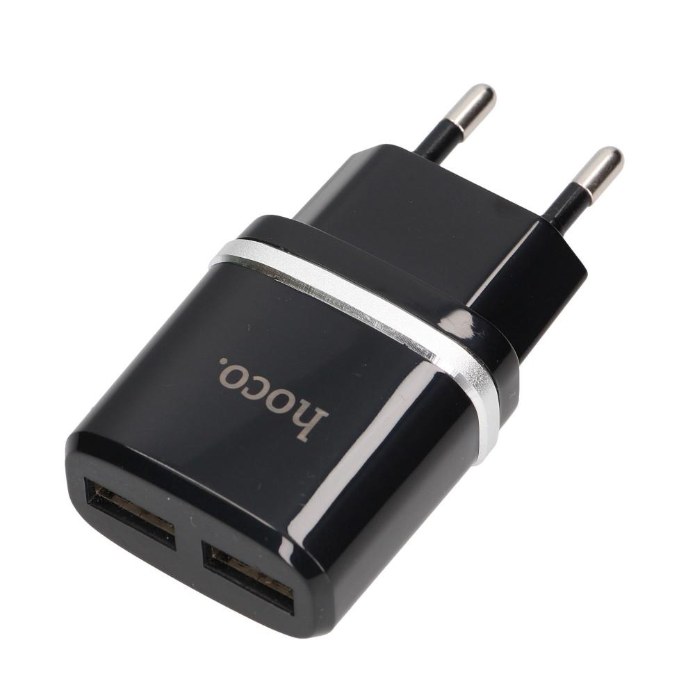 Сетевое зарядное устройство USB HOCO C12 (2 USB, 2.4A) (Черный)