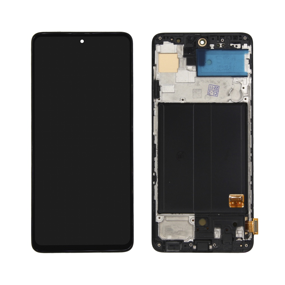 Дисплей в сборе с тачскрином для Samsung A515F (A51) (Черный) - в рамке OLED (Orig size)  