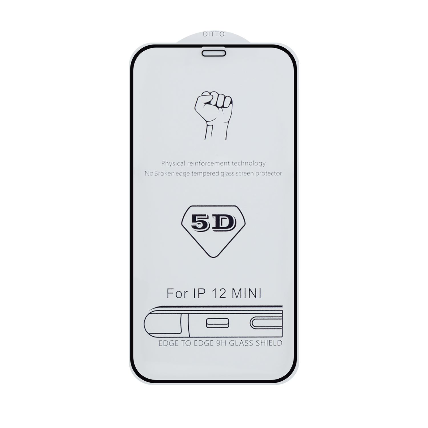 Защитное стекло "Полное покрытие" для iPhone 12 Mini (Черный) - загнутое/олеофобное покрытие