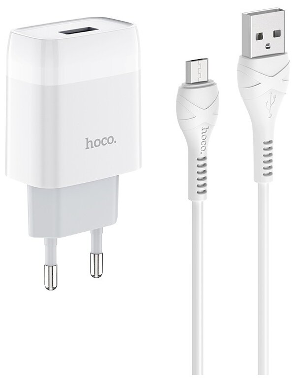 Сетевое зарядное устройство USB HOCO C72A (Micro, 1 USB, 2.1A) (Белый)
