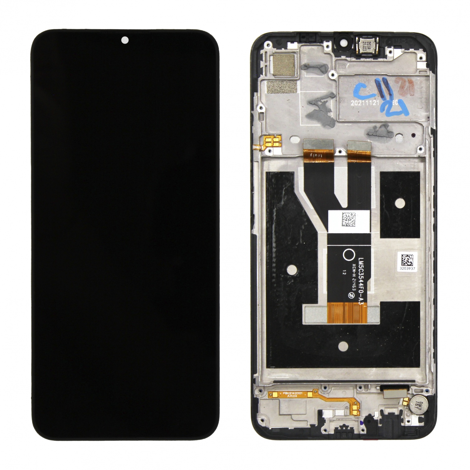 Дисплей в сборе с тачскрином для Realme C11 2021 (Черный) - в рамке снятый OR100%