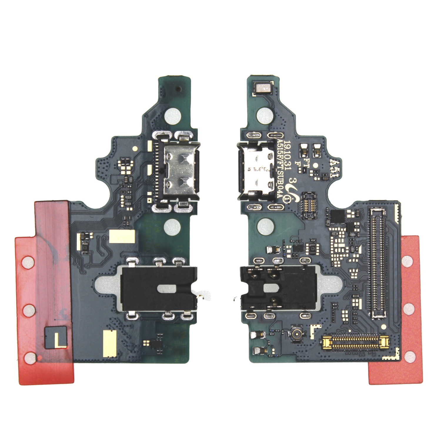Шлейф Samsung A515F (A51) плата системный разъем/разъем гарнитуры/микрофон - Премиум