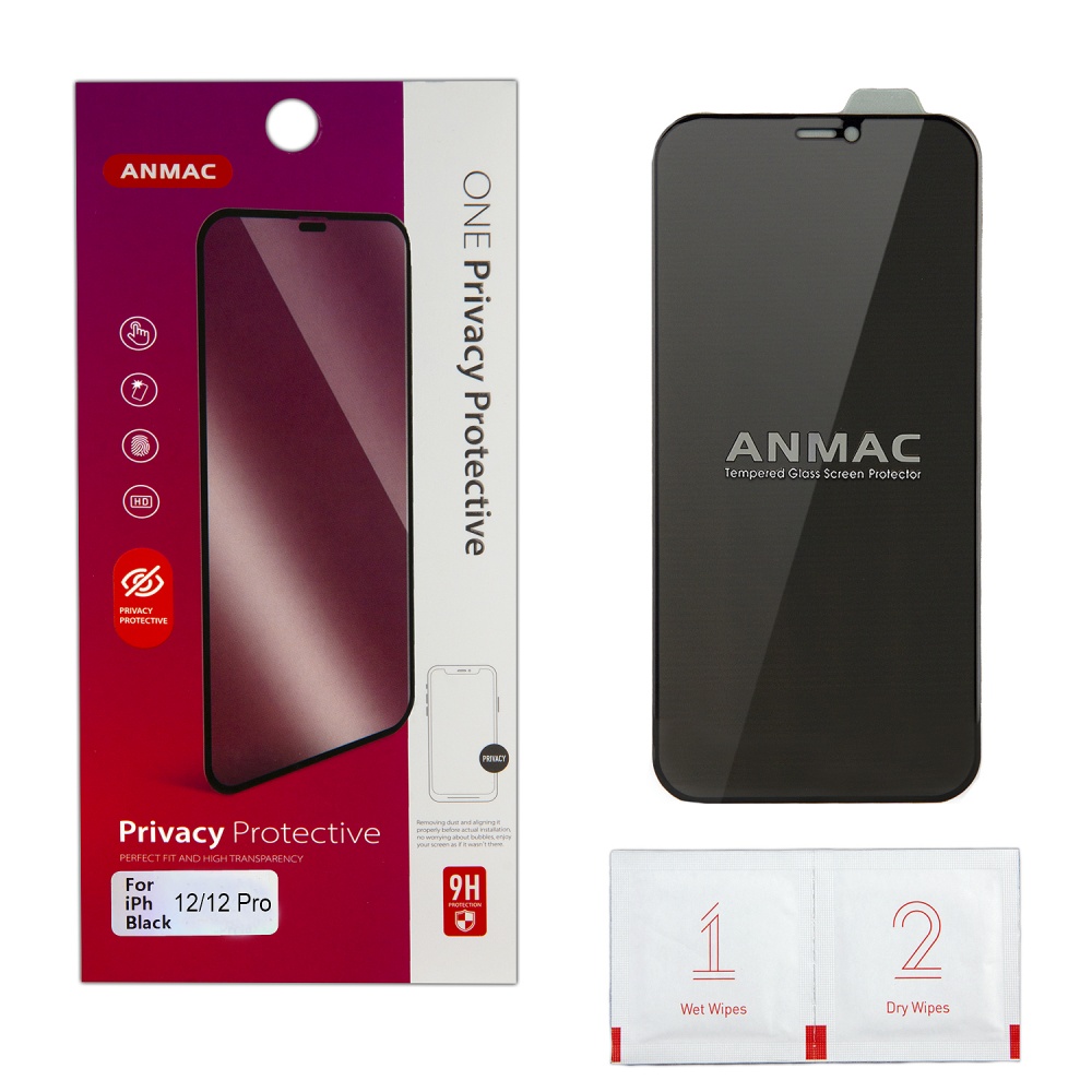 Защитное стекло для iPhone 12/12 Pro (Черный) - Антишпион