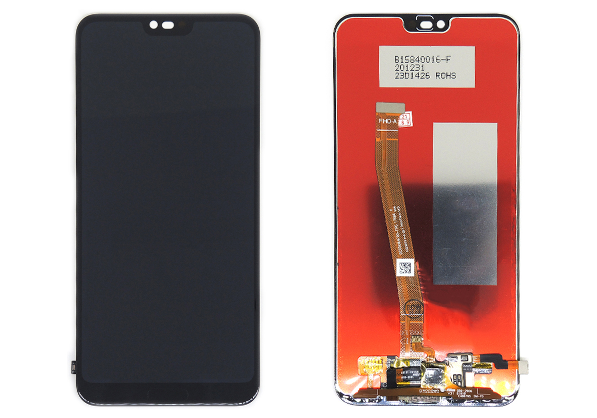 Дисплейный модуль для Huawei Honor 10 (COL-L29) со сканером отпечатка (Черный) - Премиум