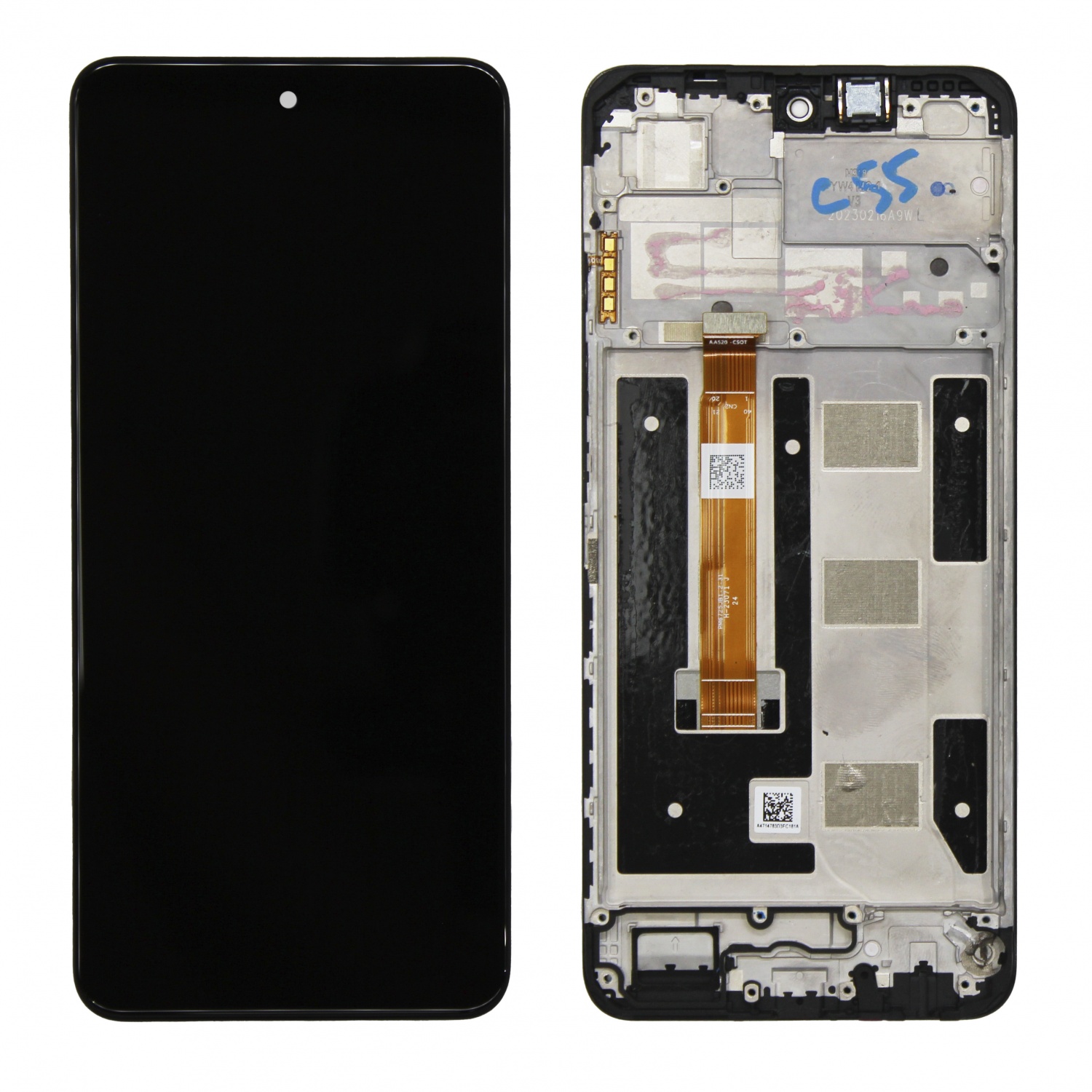 Дисплей в сборе с тачскрином для Realme C55 (Черный) - в рамке снятый OR100%