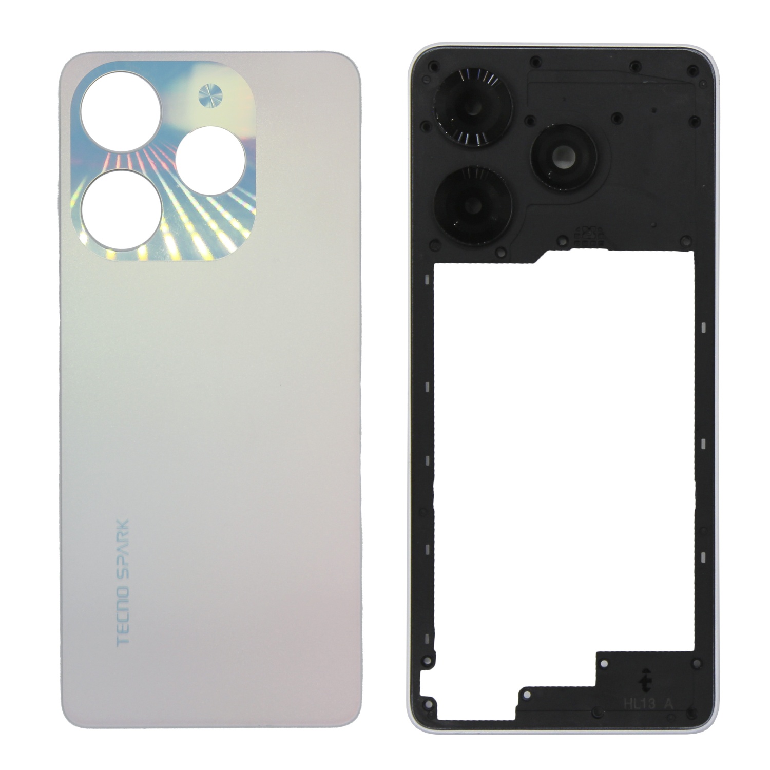 Задняя крышка для Tecno Spark 10 Pro (Белый) - со стеклом камеры