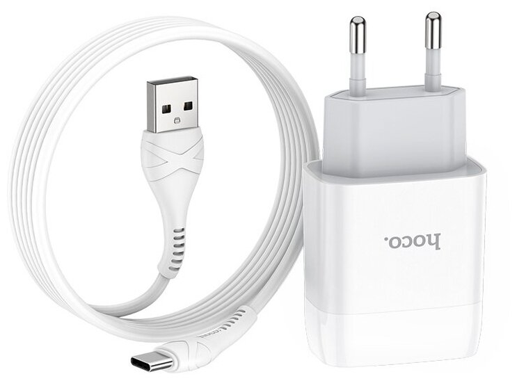 Сетевое зарядное устройство USB Hoco C72A (Type-C, 2A) (Белый)