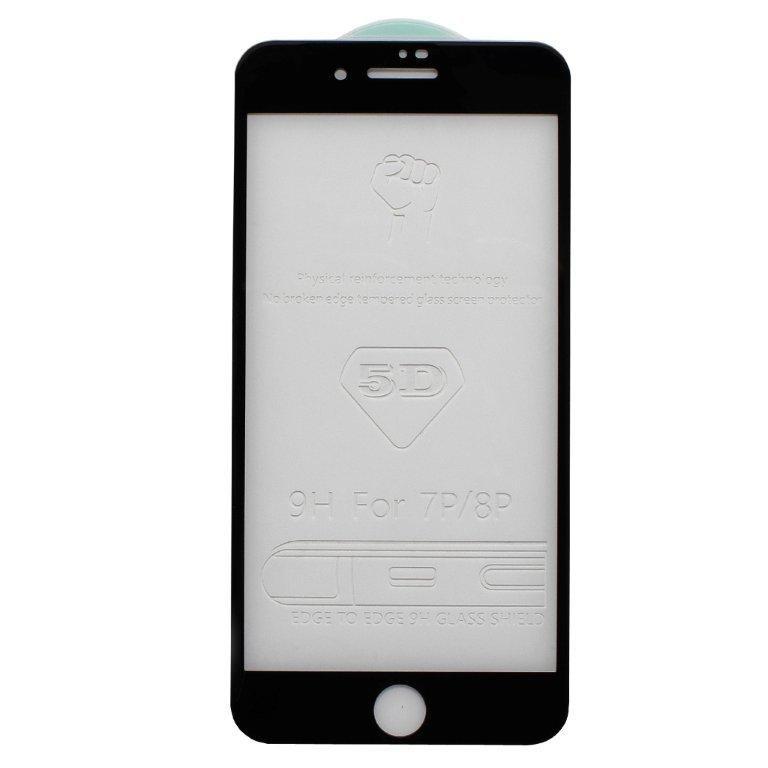 Защитное стекло "Полное покрытие" для iPhone 7 Plus/8 Plus (Черный) - загнутое/олеофобное покрытие