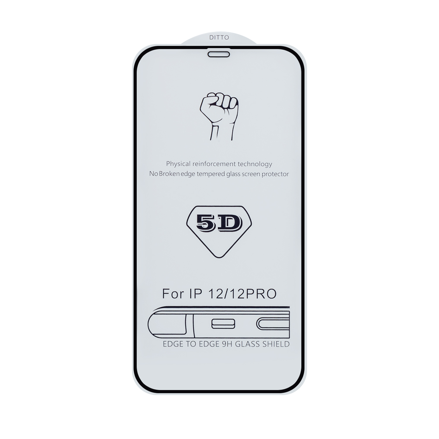Защитное стекло "Полное покрытие" для iPhone 12/12 Pro (Черный) - загнутое/олеофобное покрытие 