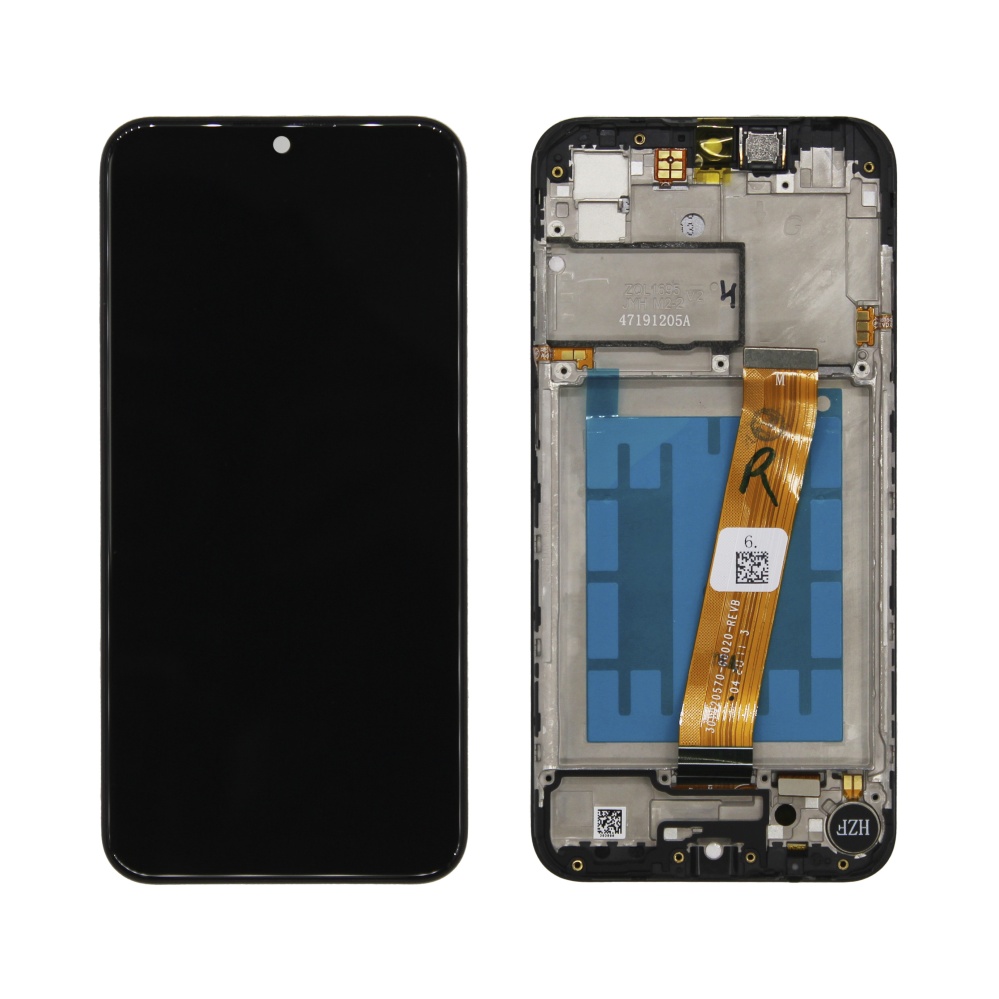 Дисплей в сборе с тачскрином для Samsung A015F (A01) широкий коннектор (Черный) - в рамке OR100% (SP)