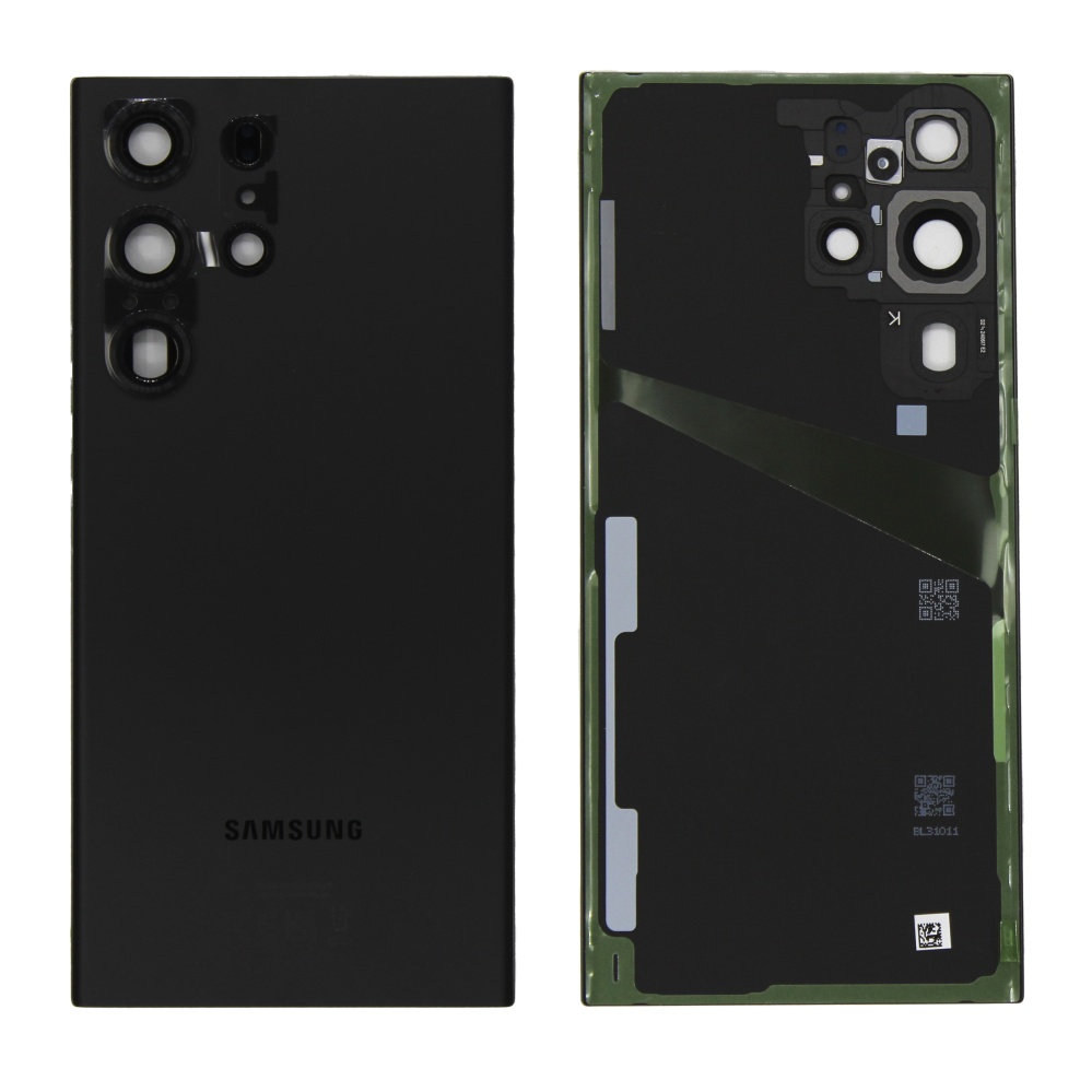 Задняя крышка для Samsung S918B (S23 Ultra) (Черный) - со стеклом камеры снятая OR100% (SP)