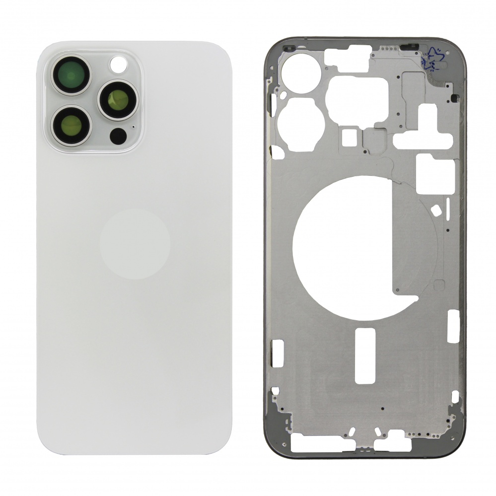 Корпус для iPhone 15 Pro Max (nano sim) (Белый) - Премиум Корпус для iPhone 15 Pro Max (nano sim) (Белый) - Премиум