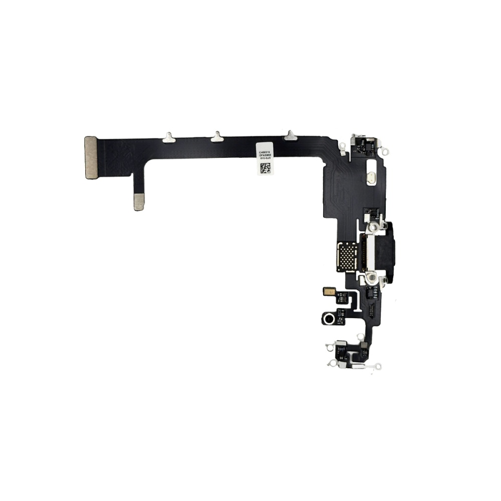 Шлейф для iPhone 11 Pro Max на системный разъем/микрофон (Черный) - Премиум