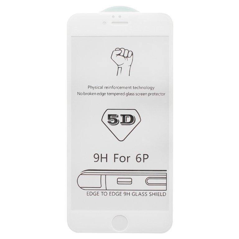 Защитное стекло "Полное покрытие" для iPhone 6 Plus/6S Plus (Белый) - загнутое/олеофобное покрытие