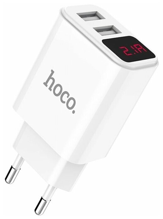 Сетевое зарядное устройство USB Hoco C63A (2A, 2 порта, дисплей индикатор) (Белый)