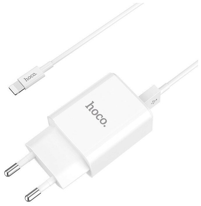 Сетевое зарядное устройство USB HOCO C62A (кабель Lightning, 2.1A) (Белый)