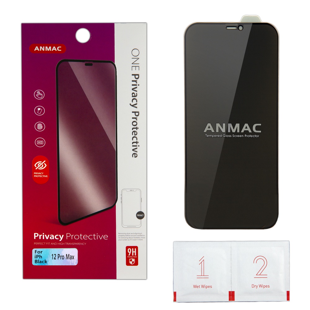 Защитное стекло для iPhone 12 Pro Max (Черный) - Антишпион
