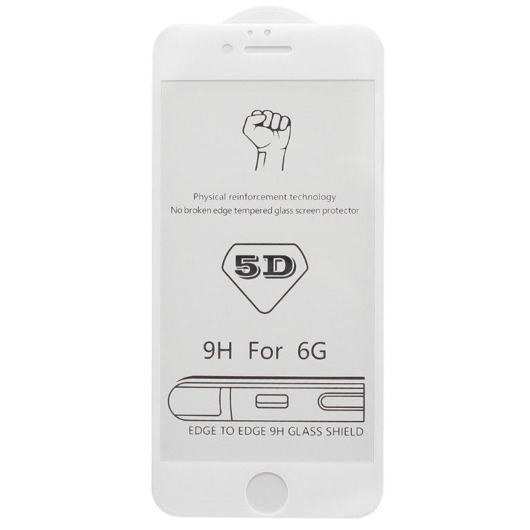 Защитное стекло "Полное покрытие" для iPhone 6/6S (Белый) - загнутое/олеофобное покрытие