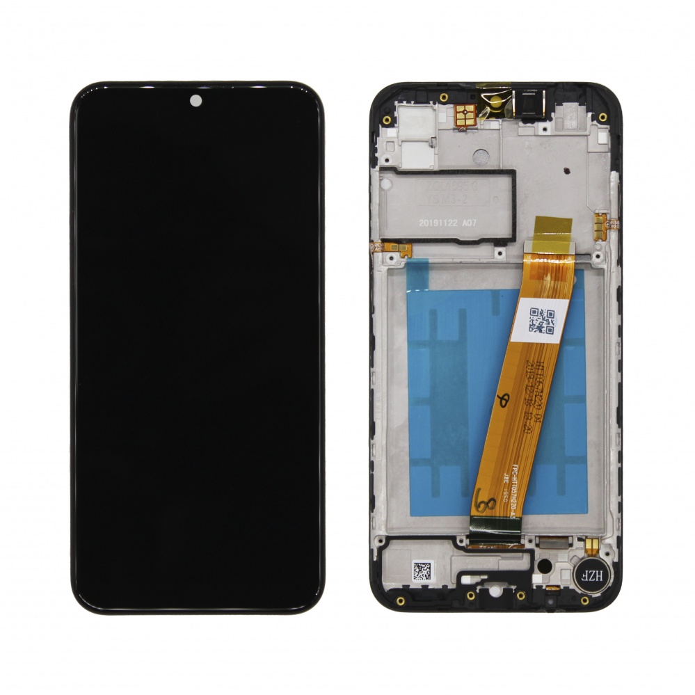 Дисплей в сборе с тачскрином для Samsung A015F (A01) узкий коннектор (Черный) - в рамке OR100% (SP)