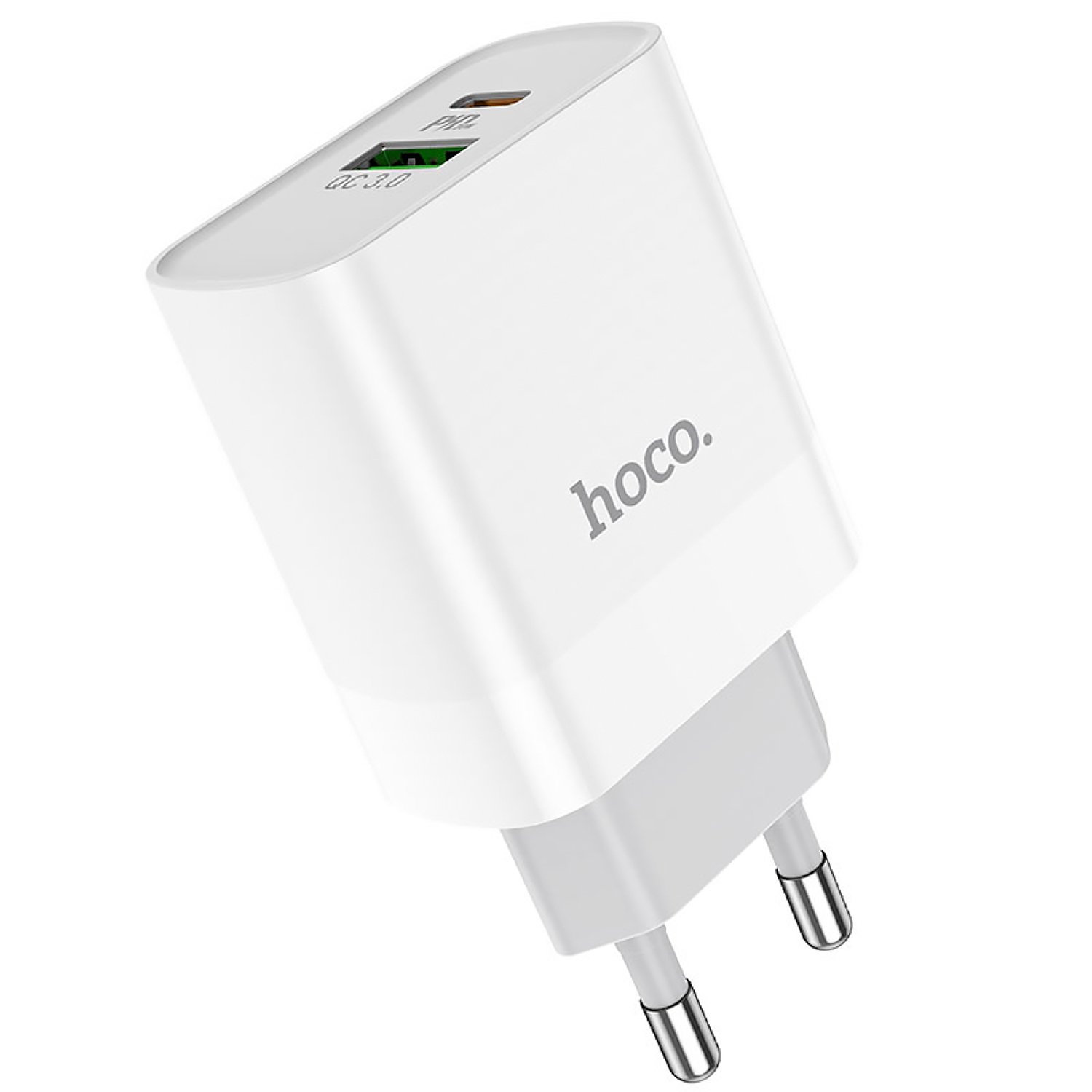 Сетевое зарядное устройство USB Hoco C80A (Type-C 20W; USB 18W) (Белый)