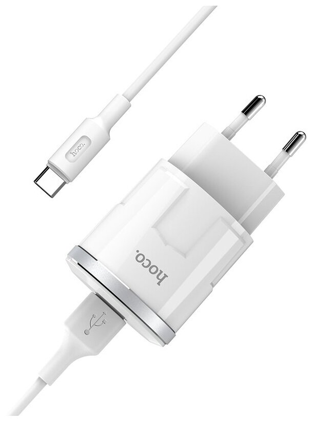 Сетевое зарядное устройство USB HOCO C37A (Type-C, 2.4A) (Белый)