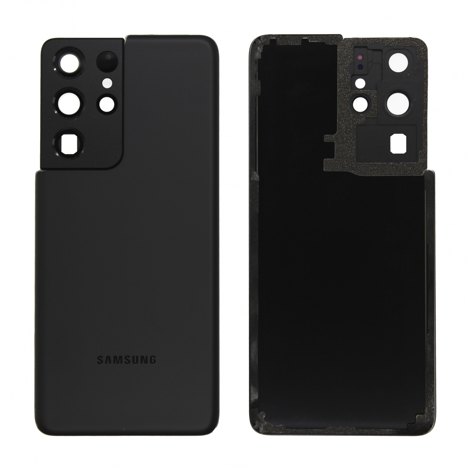 Задняя крышка для Samsung G998B (S21 Ultra) (Черный) - со стеклом камеры