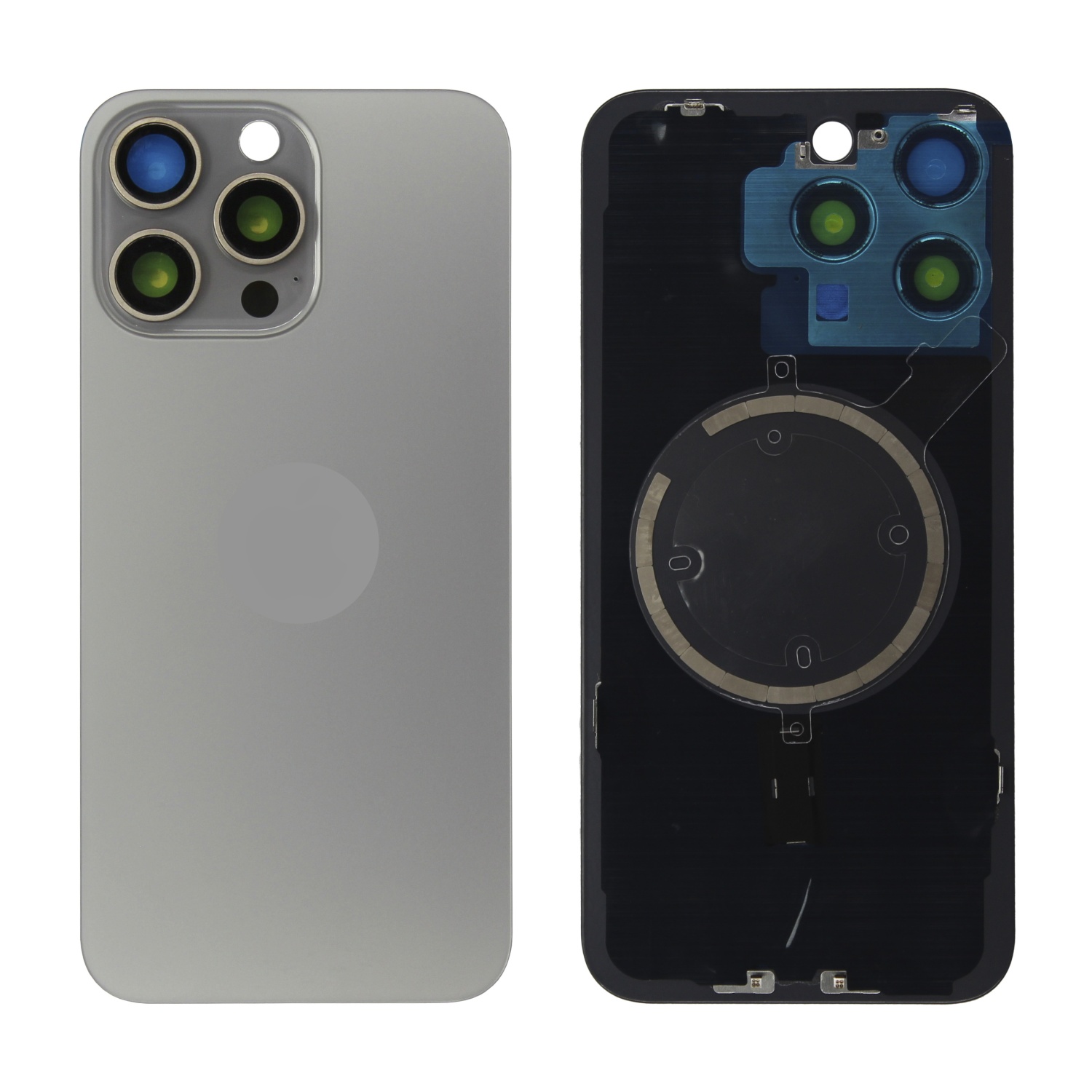 Задняя крышка для iPhone 15 Pro Max (Натуральный титановый) - Премиум в сборе