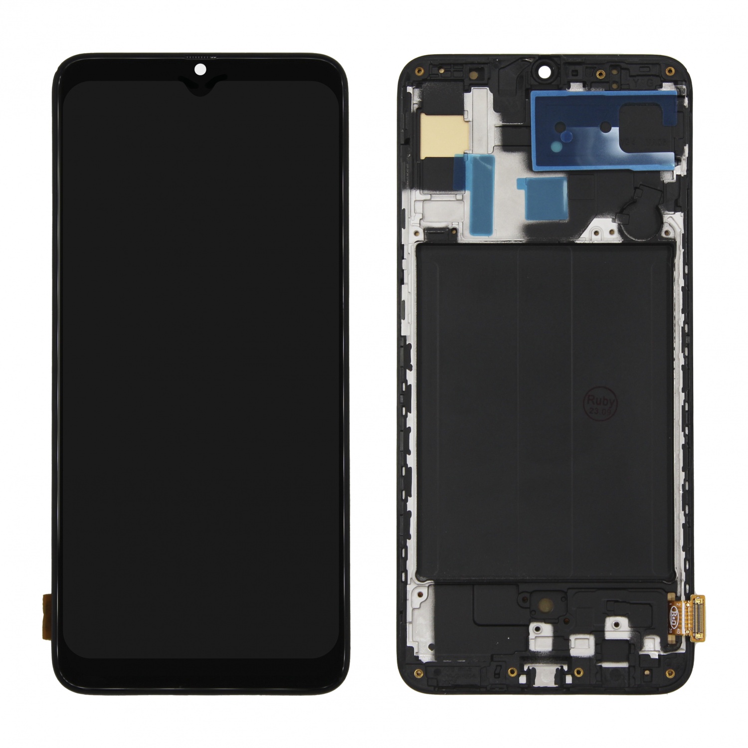 Дисплей в сборе с тачскрином для Samsung A705F (A70) (Черный) - в рамке OLED (small size)