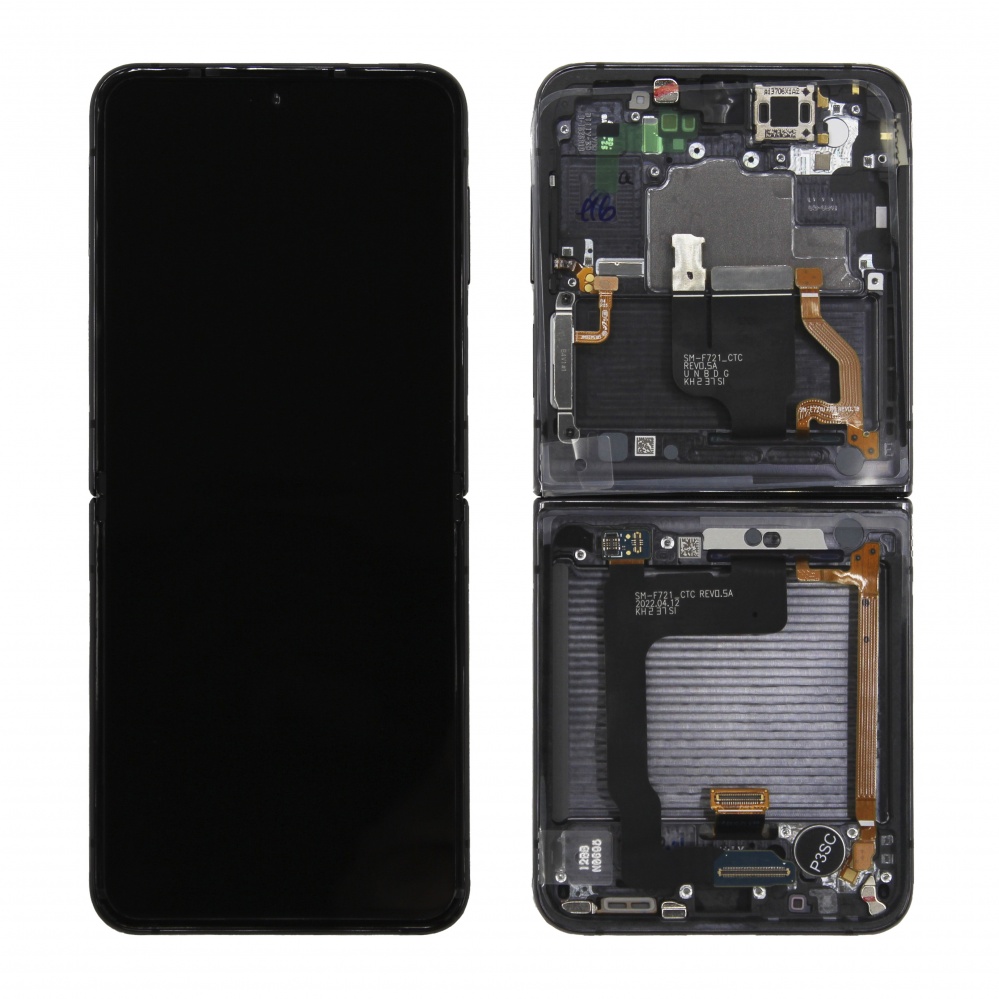Дисплей в сборе с тачскрином для Samsung Z Flip 4 (Черный) - в рамке OR100% (SP)