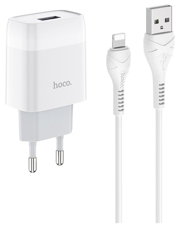 Сетевое зарядное устройство USB HOCO C72A (Lightning, 1 USB, 2.1A) (Белый)
