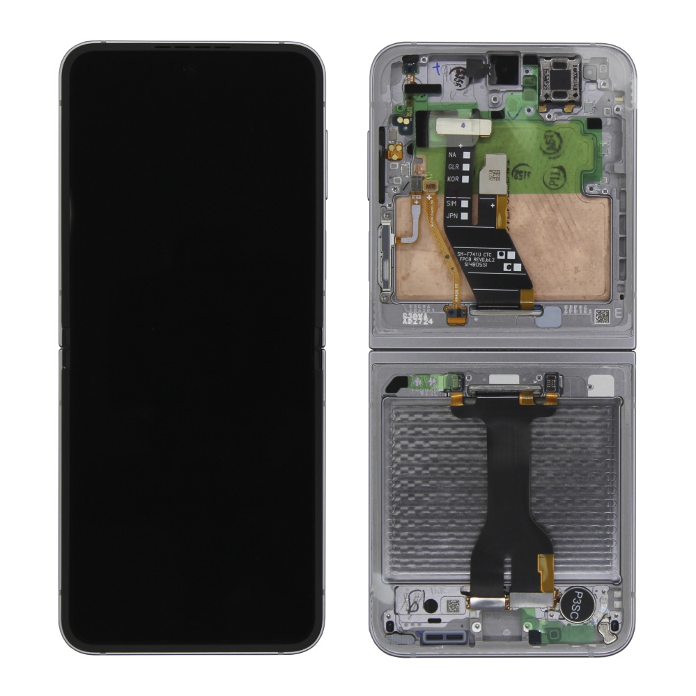 Дисплей в сборе с тачскрином для Samsung Z Flip 6 (F741B) (Серебро) - в рамке OR100% (SP)