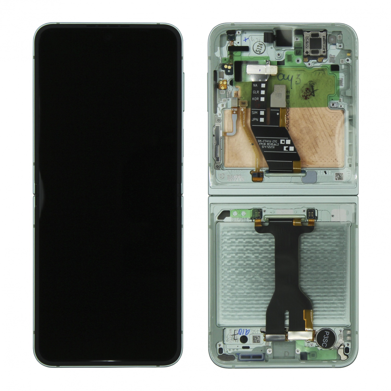 Дисплей в сборе с тачскрином для Samsung Z Flip 6 (F741B) (Мятный) - в рамке OR100% (SP)