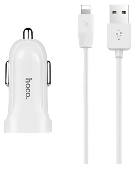 Автомобильное зарядное устройство USB Hoco Z2 (Lightning 1.5A) (Белый)