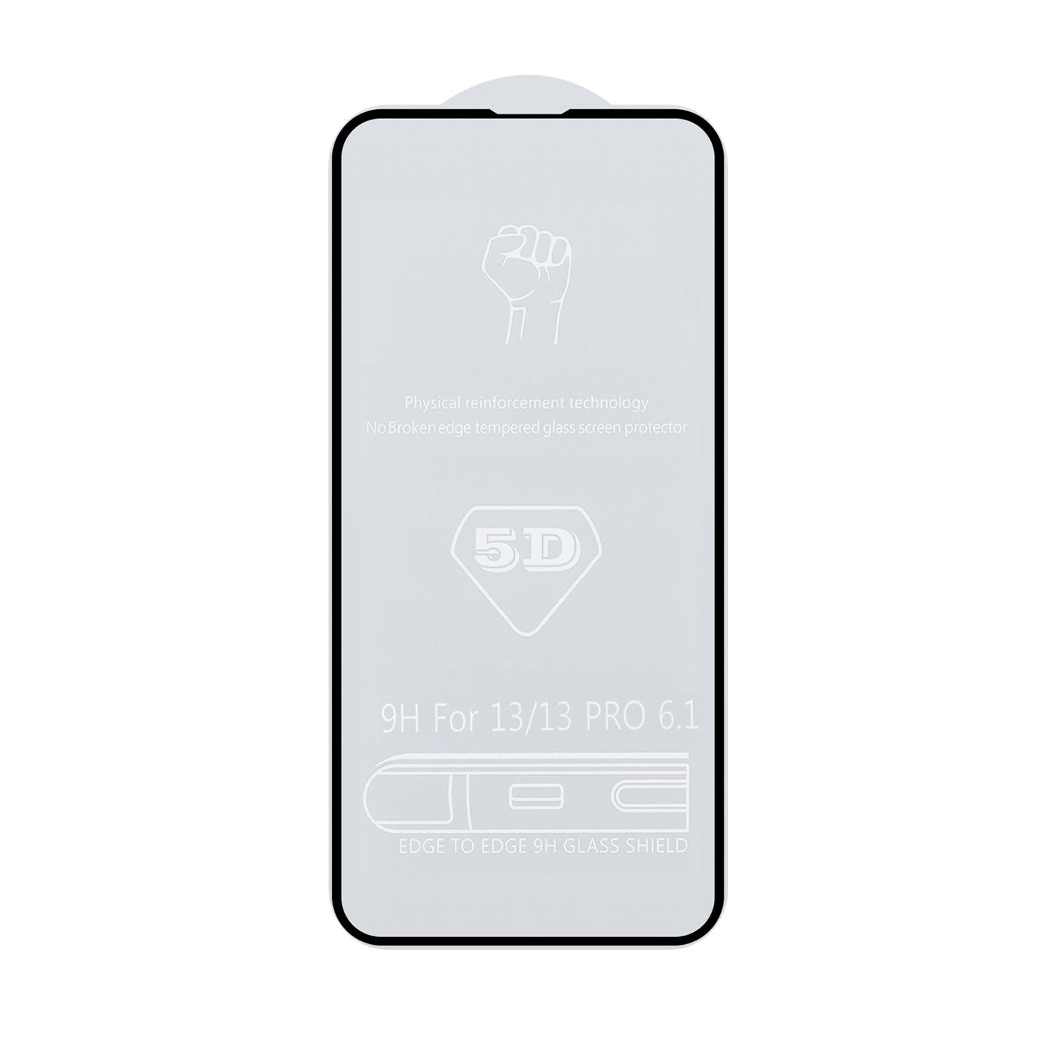 Защитное стекло "Полное покрытие" для iPhone 13/13 Pro/14 (Черный) -  загнутое/олеофобное покрытие