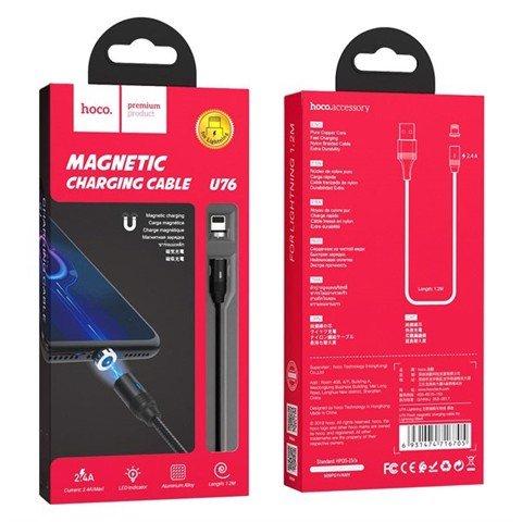 Кабель USB Lightning HOCO U76 (магнитный) (Черный)