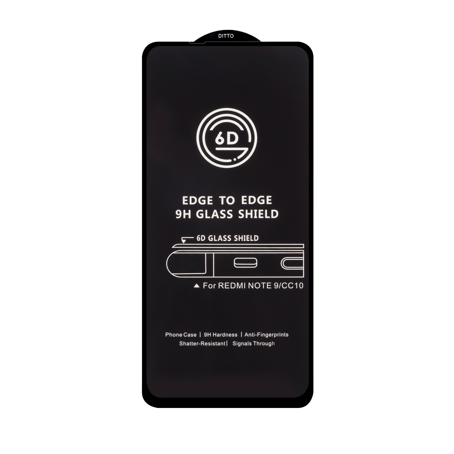 Защитное стекло "Полное покрытие" для Xiaomi Redmi Note 9 (Черный) Премиум 